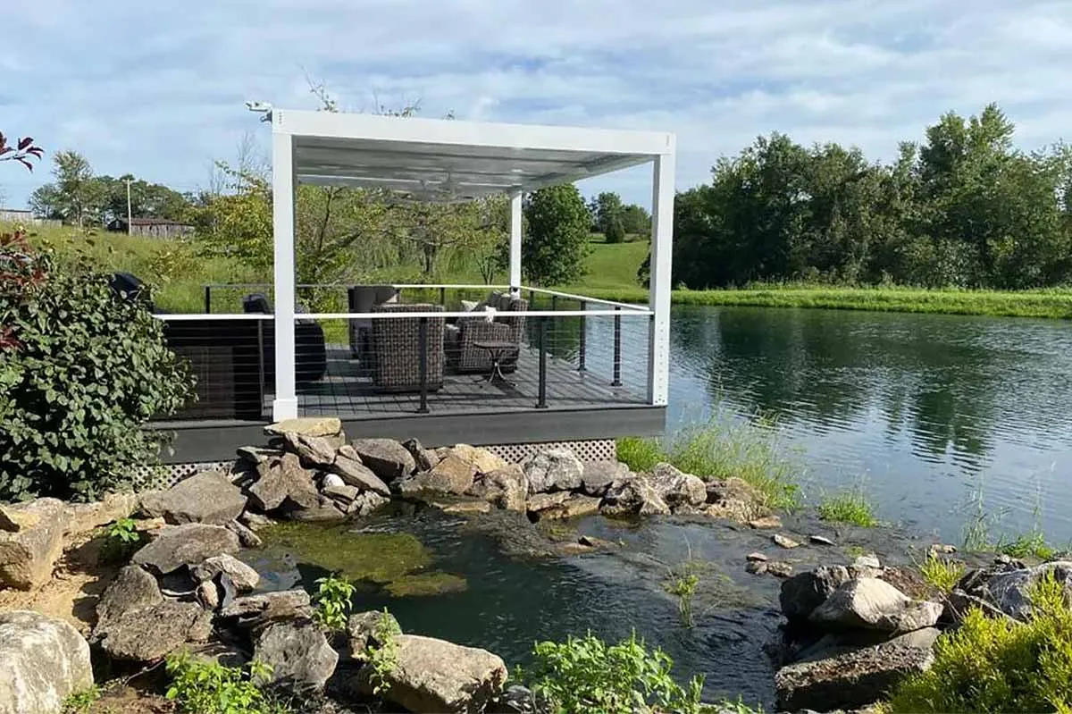 Lakeside louvered roof pergola by Louvered Outdoor in Kentucky